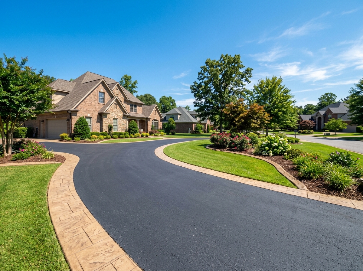 Curbing along residential driveway